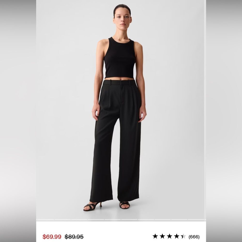 NWT GAP Women’s Tall Black Pleated Wide Leg Trousers Pants
